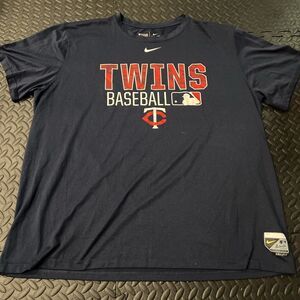 Nike Minnesota Twins Baseball Team Issue Dri Fit Training Shirt Mens 2XL Navy